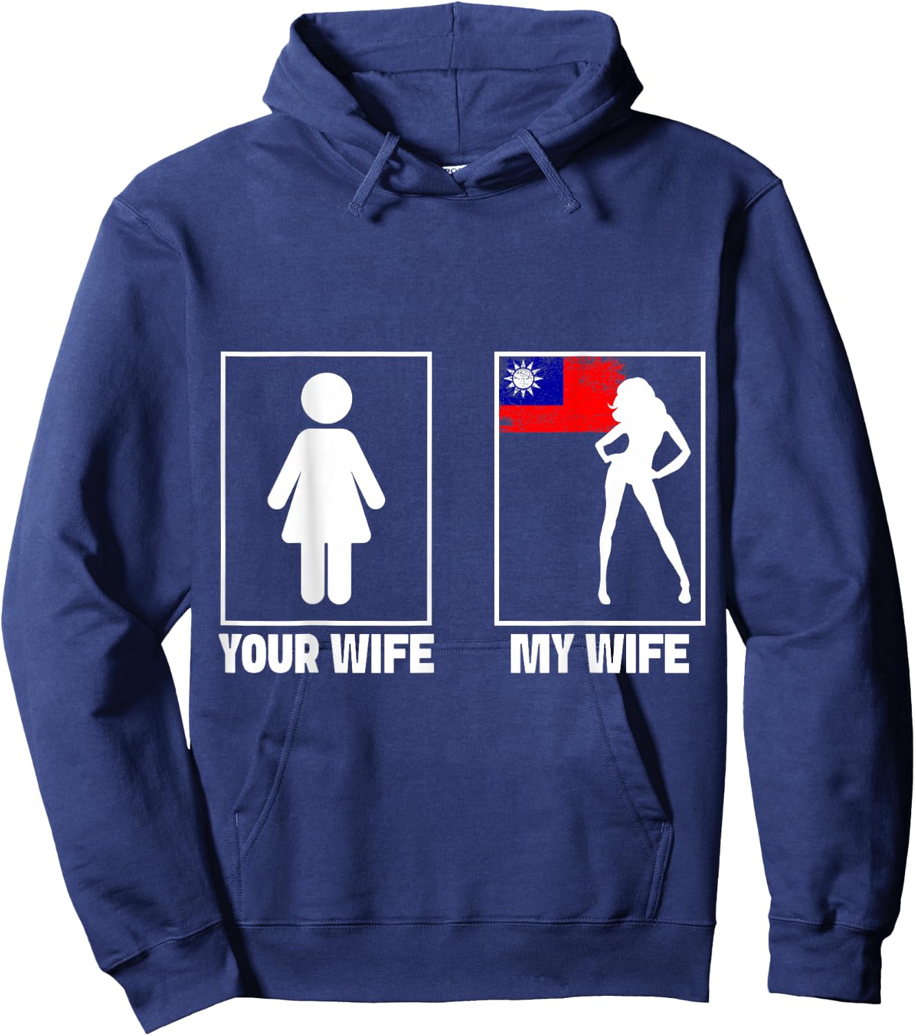 Taiwanese Wife Outfit for Husband Marriage Taiwan Flag Hoodie - Hoodie | Navy
