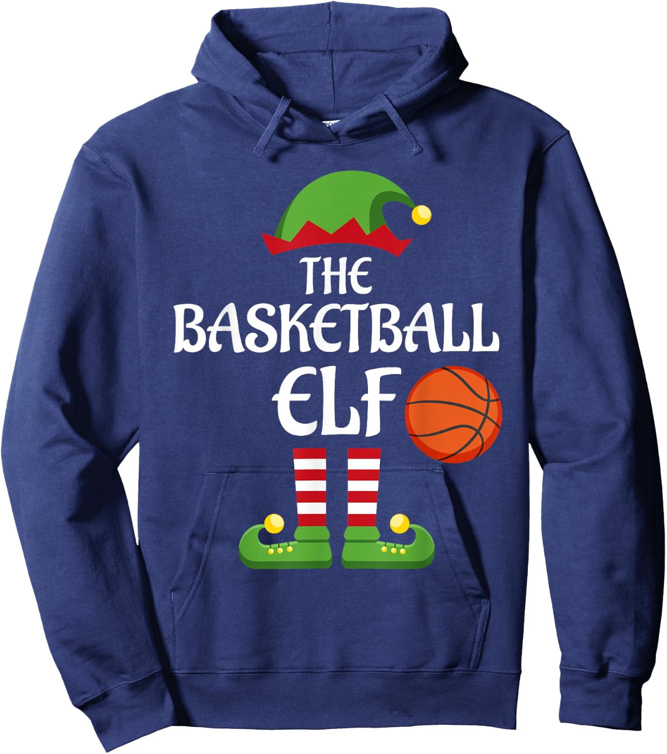 Basketball Elf Family Matching Group Christmas Sporty Hoodie - Hoodie | Navy