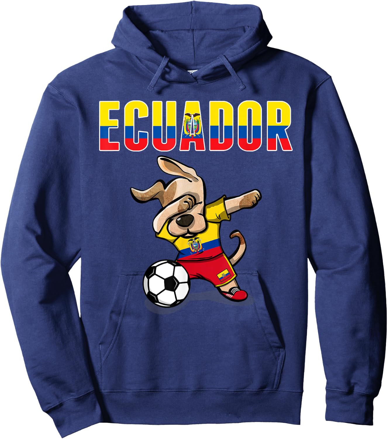 Dabbing Dog Ecuador Soccer Fans Jersey Ecuadorean Football Men Women Girls Kids Hoodie - Hoodie | Navy