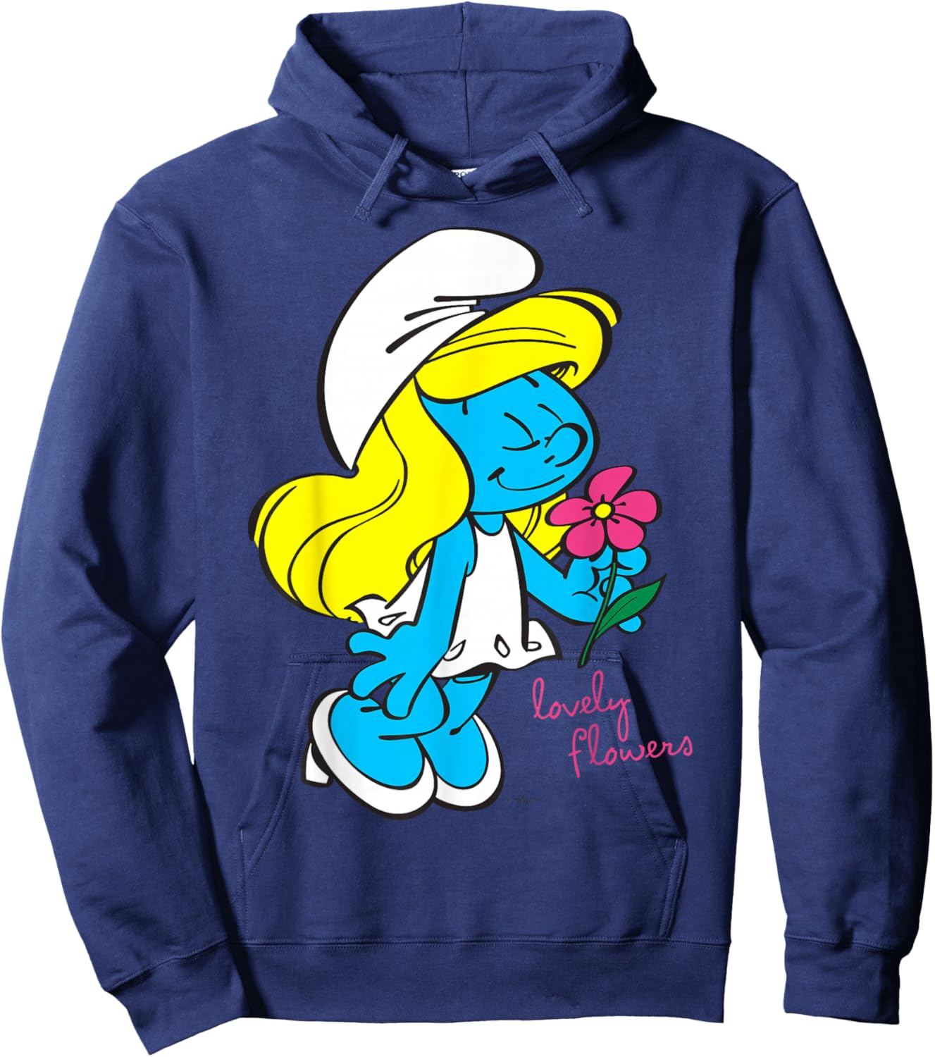 The Smurfs Smurfette Character Flowers Blooming Smurfy Fan Hoodie - Hoodie | Navy