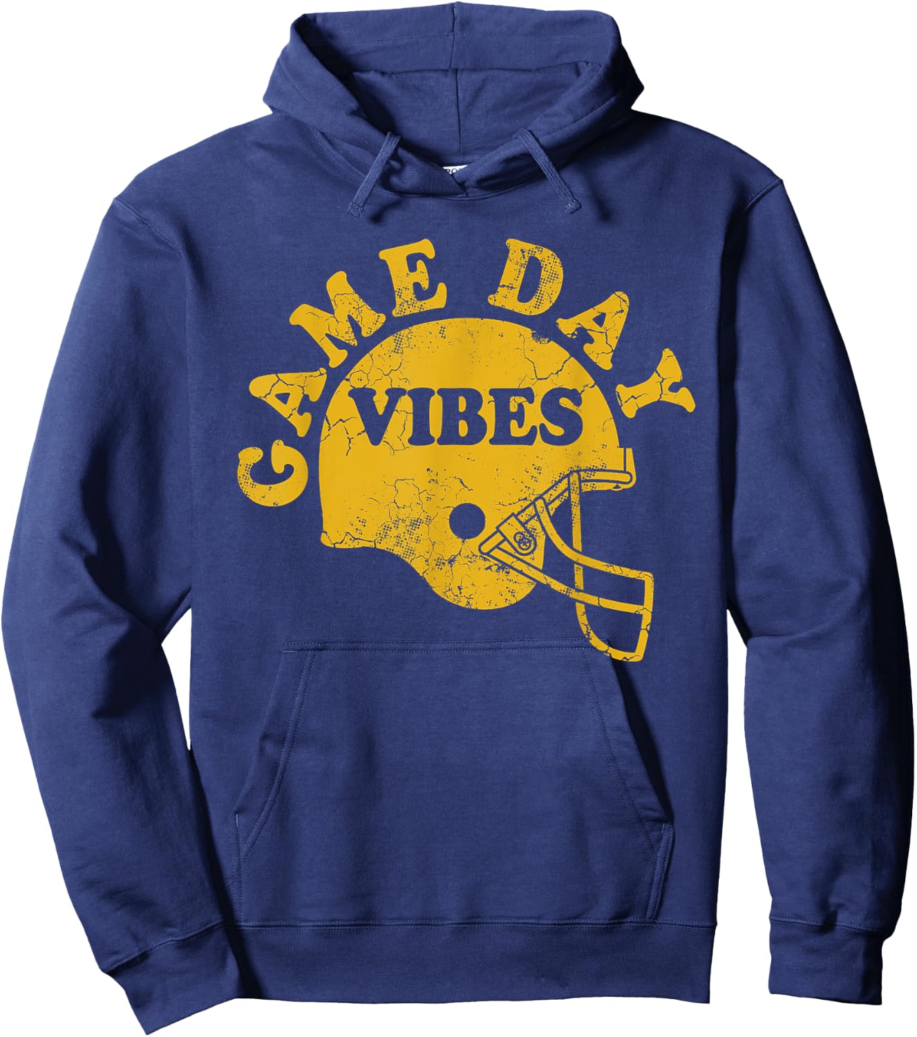 Football Game Day Vibes Yellow Helmet Men Women Kids Boys Hoodie - Hoodie | Navy
