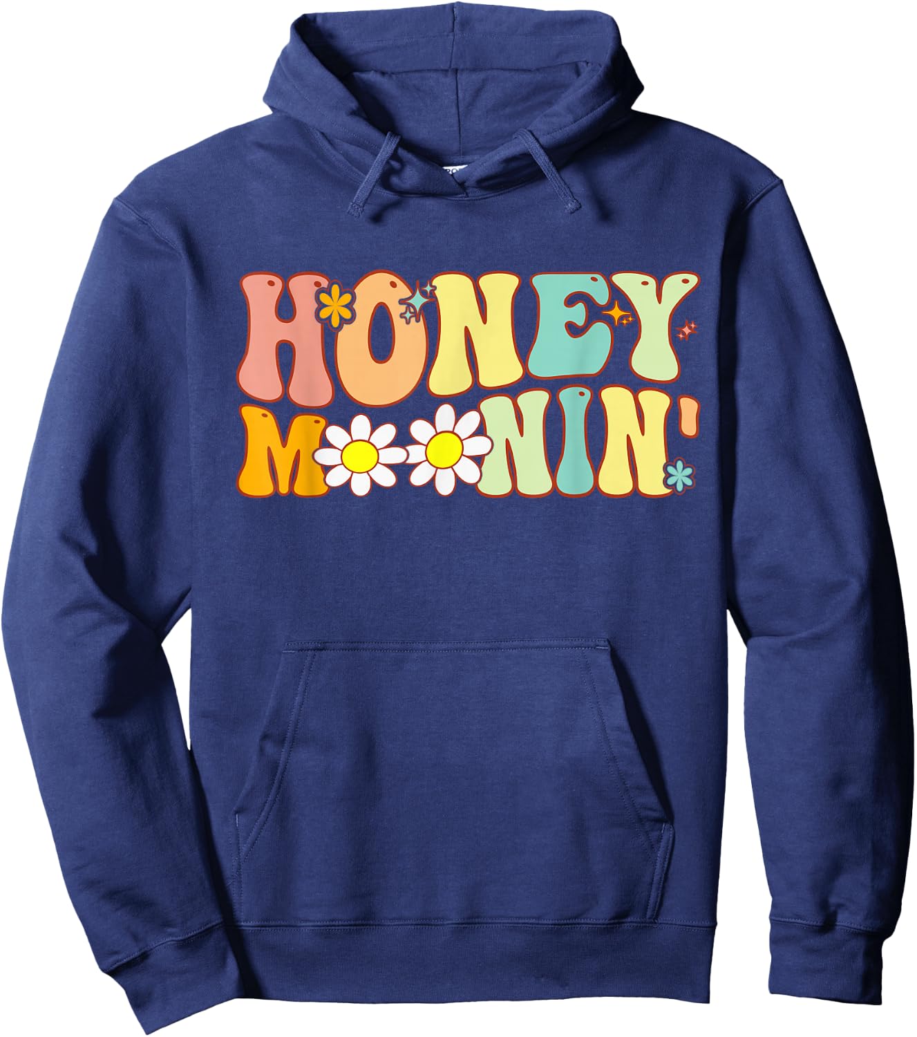 Groovy Honeymoonin Bride Bridal Shower to Honeymoon Vacation Hoodie - Hoodie | Navy