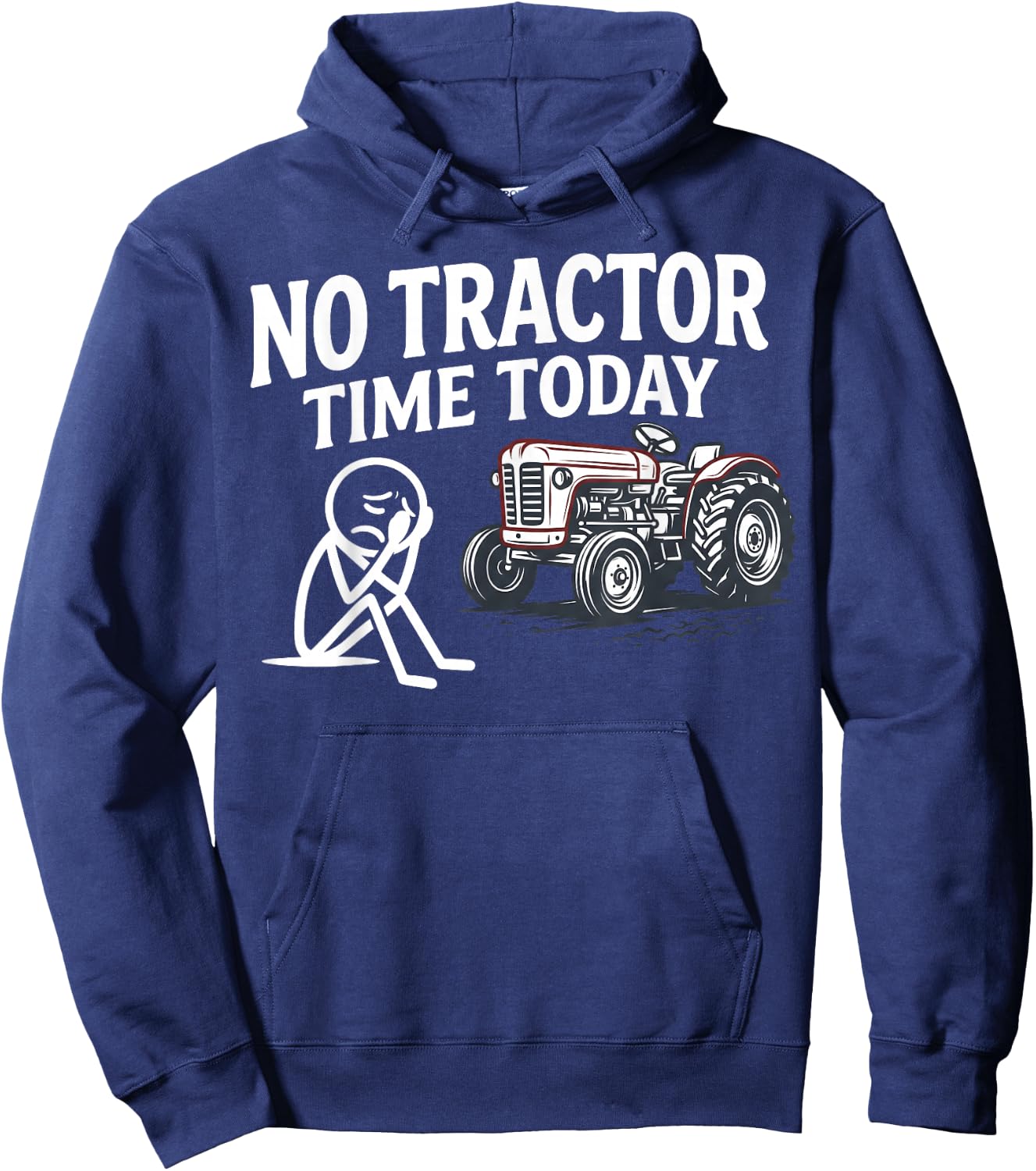 No Tractor Time Today Funny Farmer Stickman Minimalist Art Hoodie - Hoodie | Navy