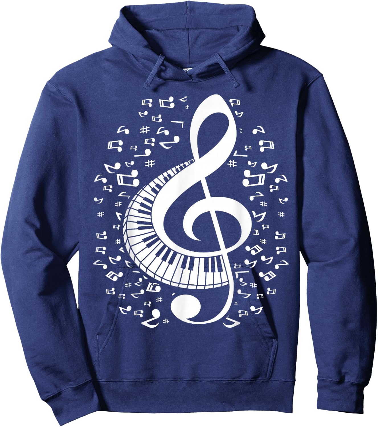 Treble Clef Keyboard Classical Music Notes Pianist Piano Small Hoodie - Hoodie | Navy