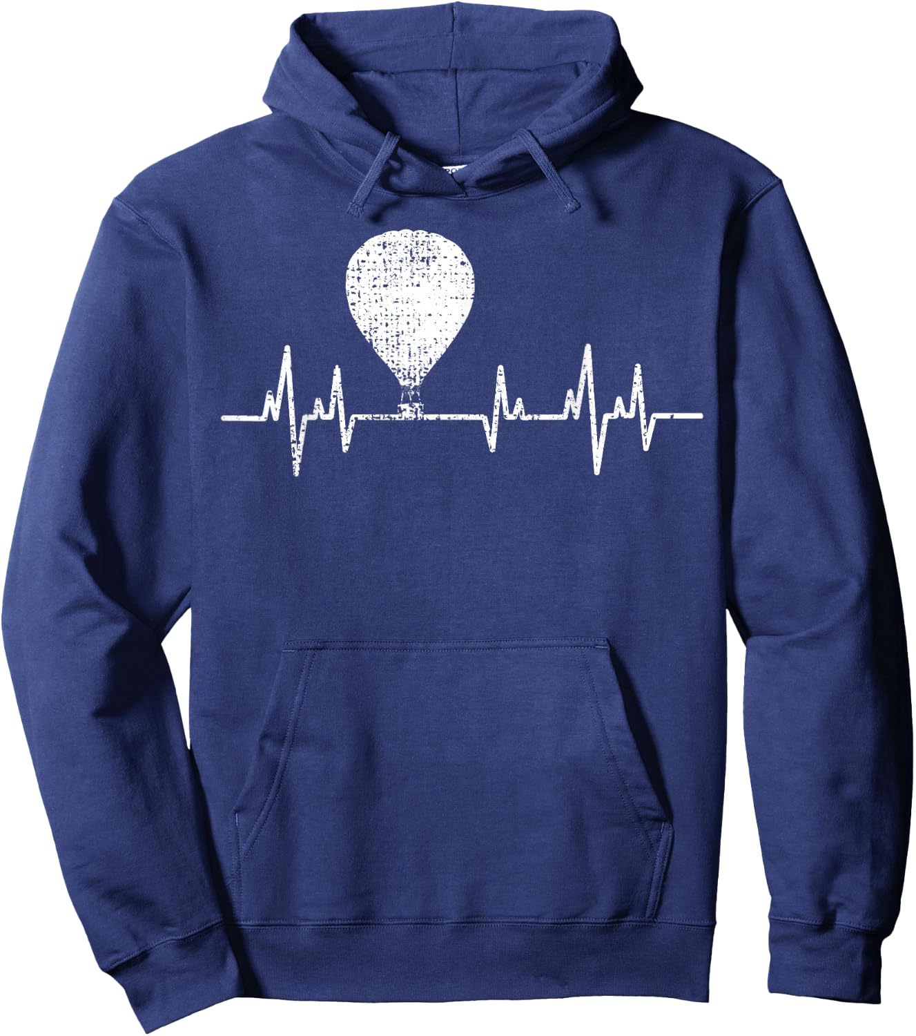Hot Air Balloon Vintage Heartbeat ECG Love Hoodie - Hoodie | Navy