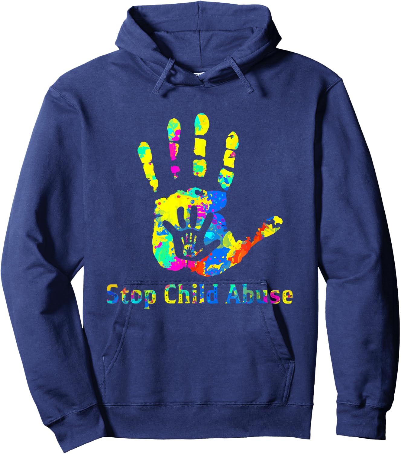 Stop Child Abuse Prevention Awareness Month Blue Ribbon Hoodie - Hoodie | Navy