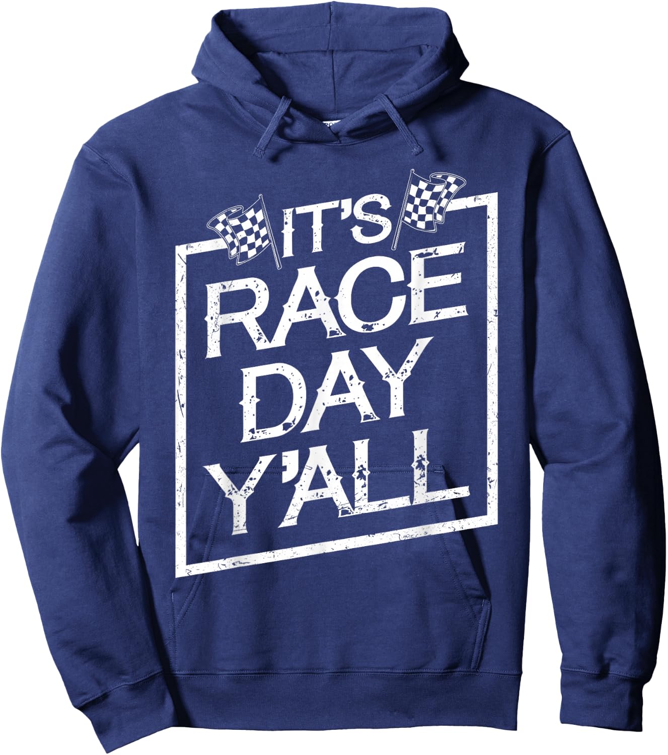 It's Race Day Y'all Dirt Track Racing Checkered Flag Hoodie - Hoodie | Navy