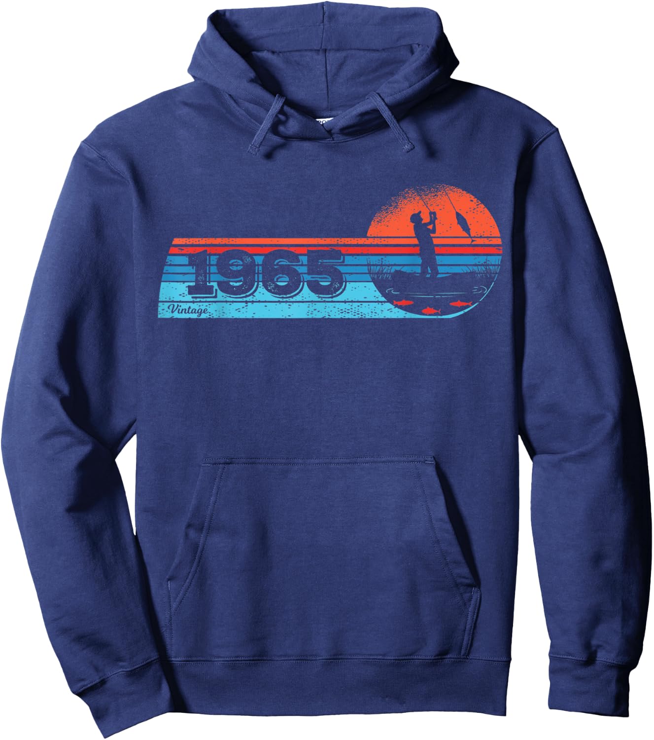 Fisher-men Vintage born 1965 Birthday Fly-fishing Fishing Hoodie - Hoodie | Navy