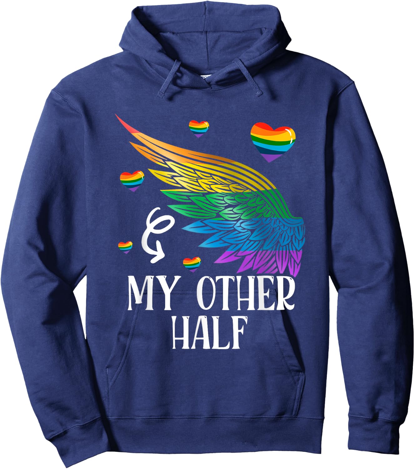 My Other Half LGBT Matching Couple Rainbow Wings Gay Lesbian Hoodie - Hoodie | Navy