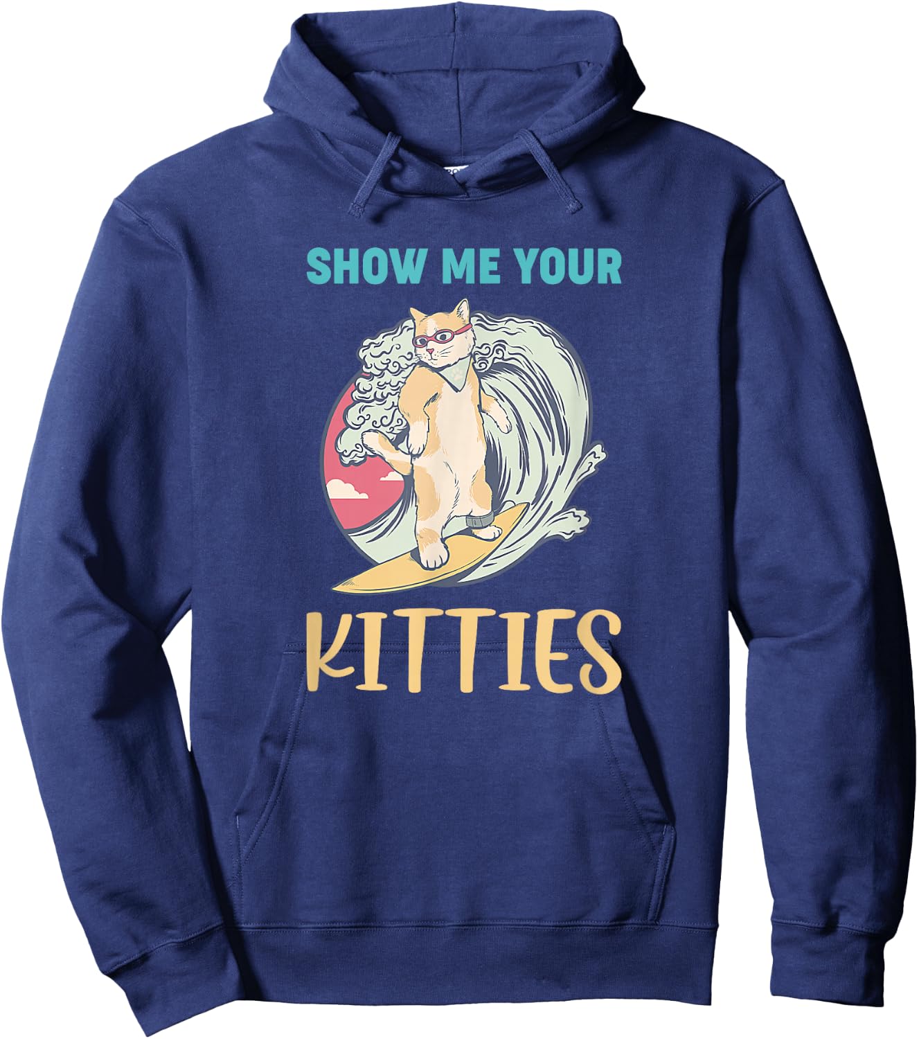 Show Me Your Kitties - Vintage Style Graphic Funny Cat Women Hoodie - Hoodie | Navy
