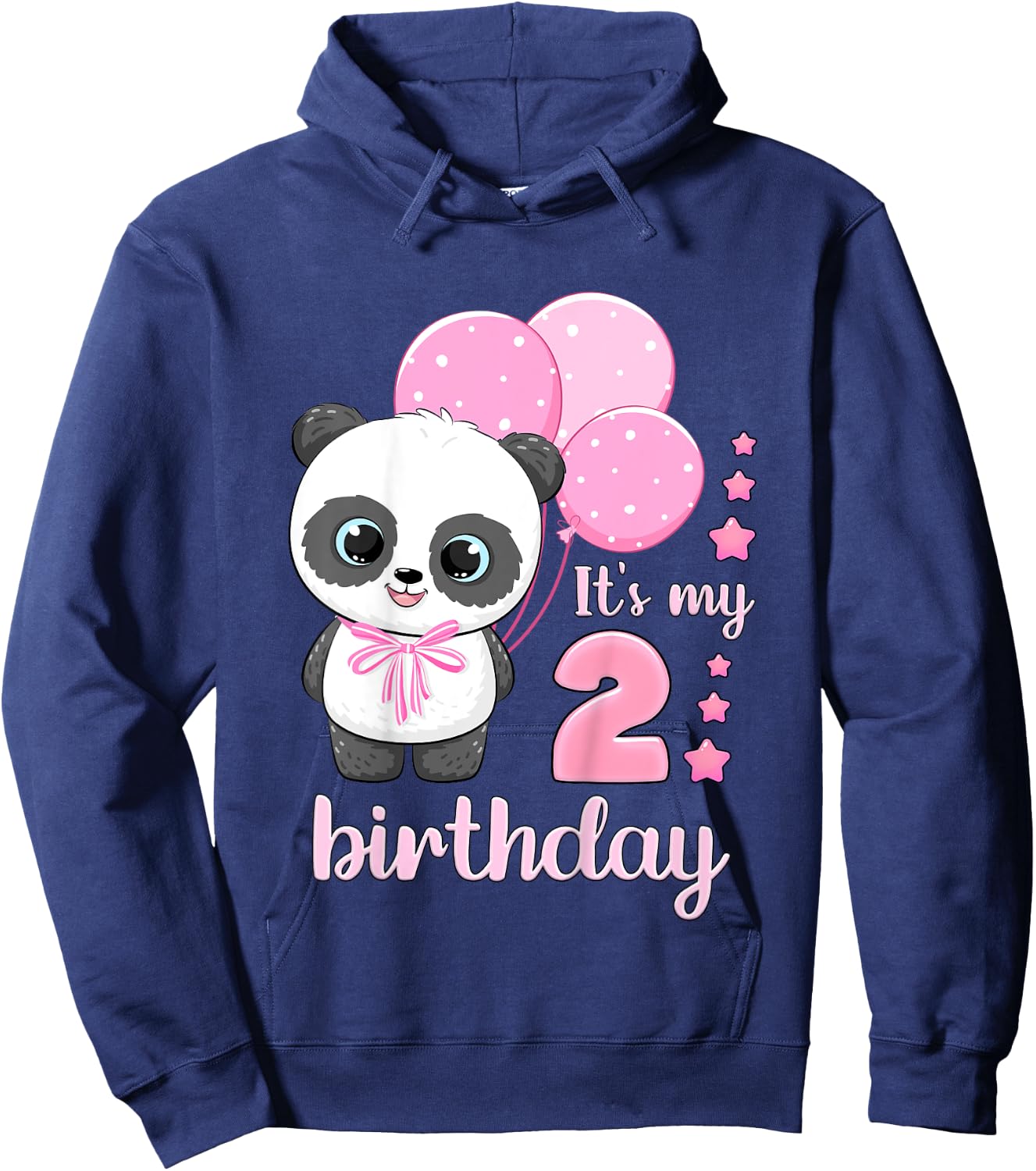 Girl 2 Year Old, Panda, Pink Balloons, It's My 2nd Birthday Hoodie - Hoodie | Navy