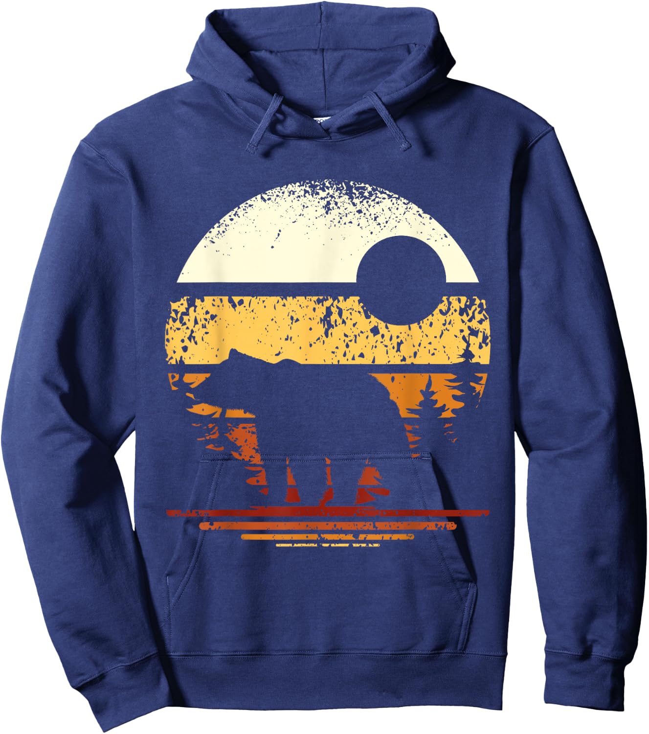 Retro Forest Bear Hoodie - Hoodie | Navy
