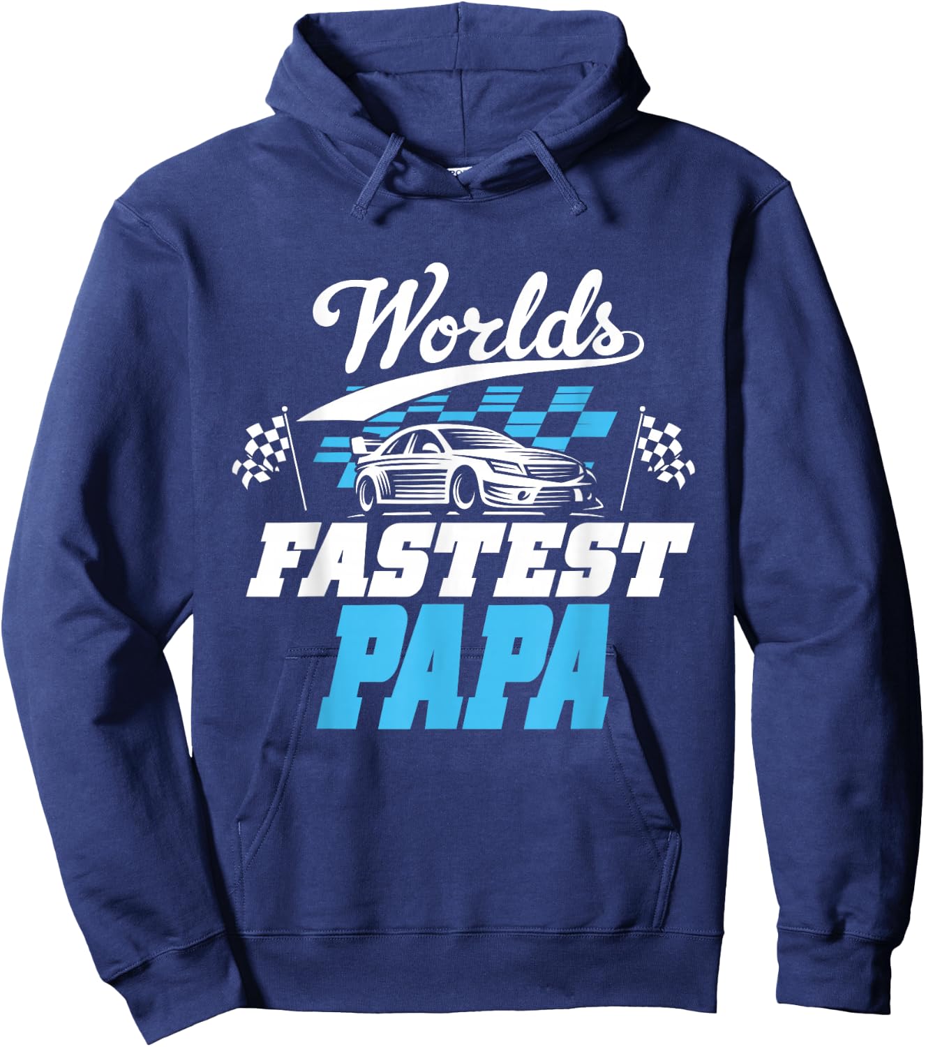 World's Fastest Papa Race Car Checkered Flag Hoodie - Hoodie | Navy