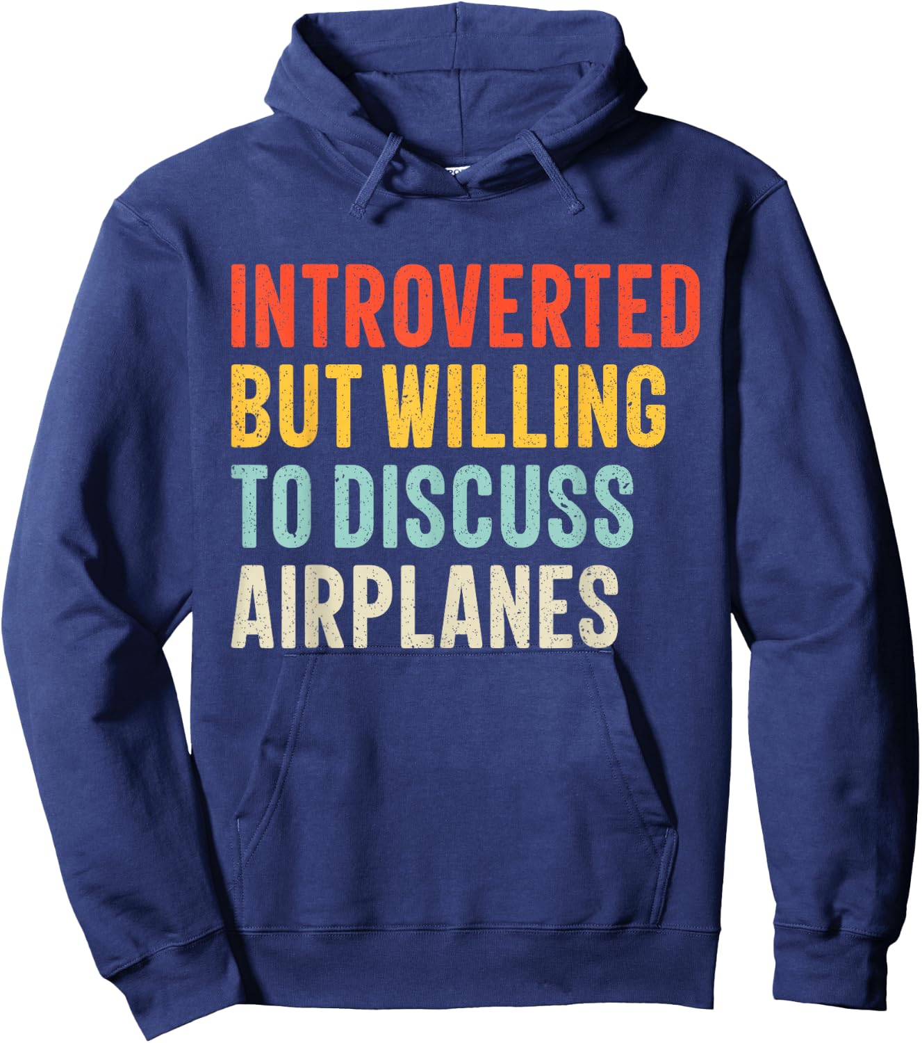 Introverted but Willing to Discuss Airplanes Women Men Retro Hoodie - Hoodie | Navy