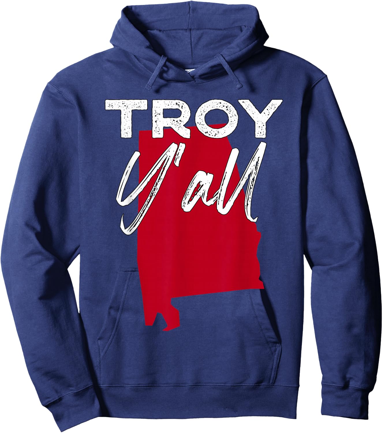 Troy Alabama Y'all AL Pride State Map Cute Hoodie - Hoodie | Navy