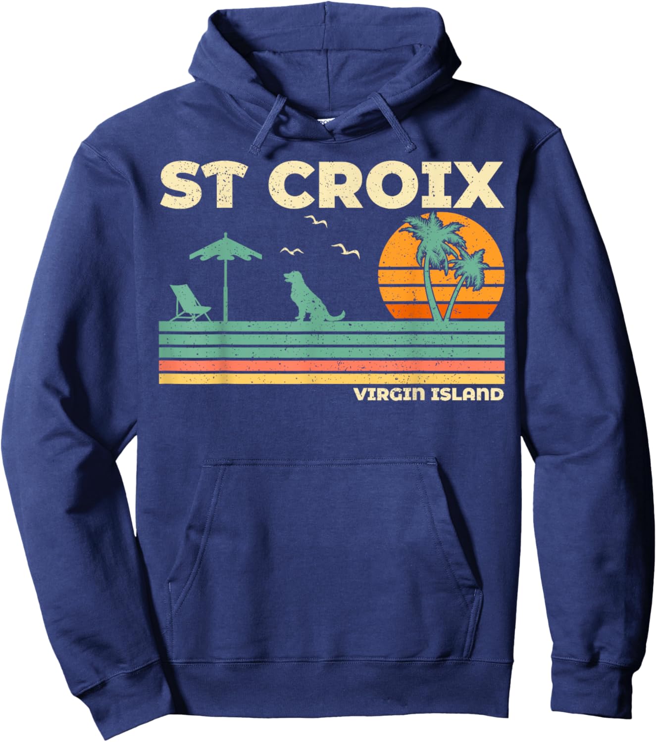Vintage Retro Family Vacation Virgin Island St Croix Beach Women Hoodie - Hoodie | Navy