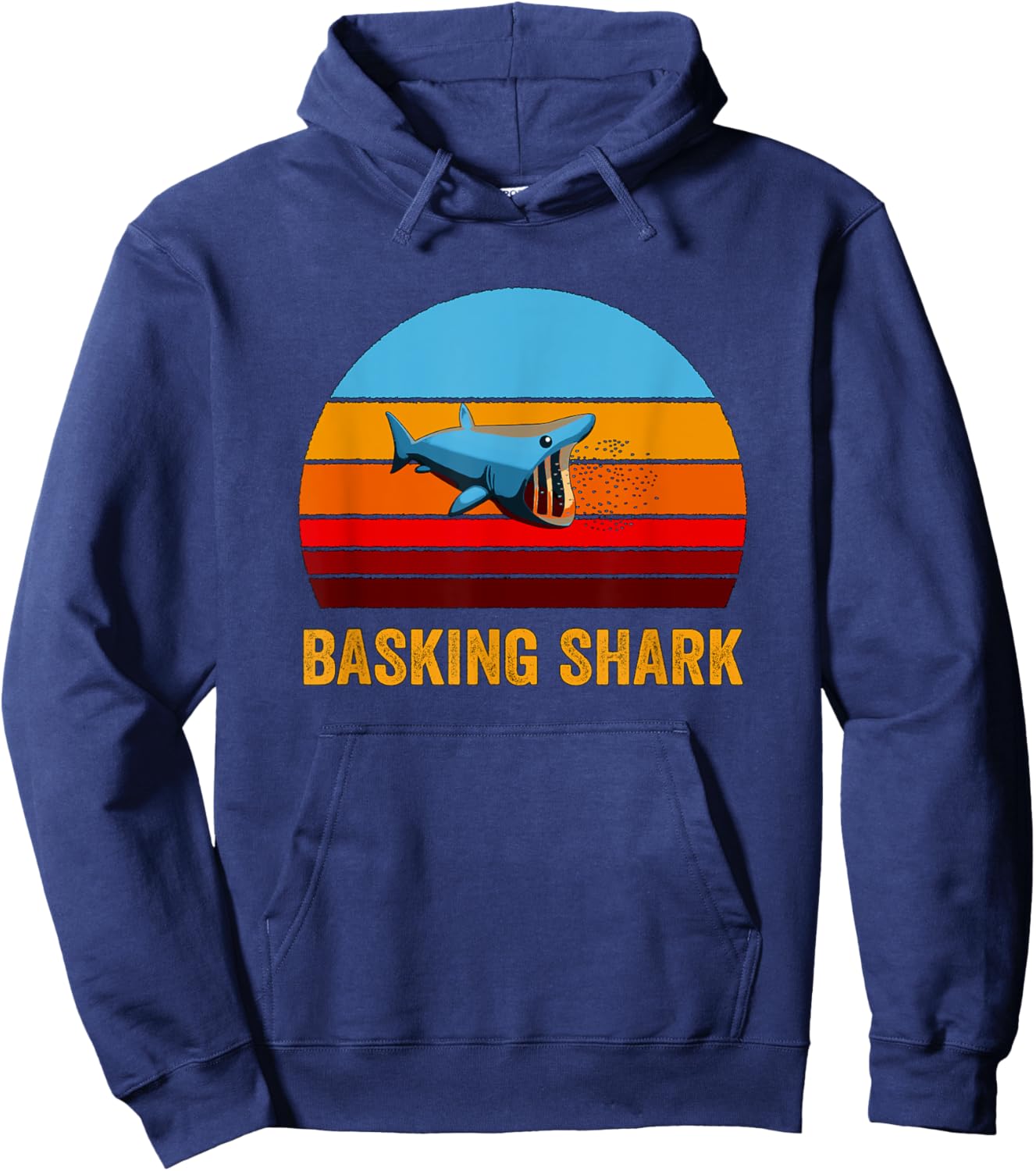 Retro Vintage Style Sunset Basking Shark Hoodie - Hoodie | Navy