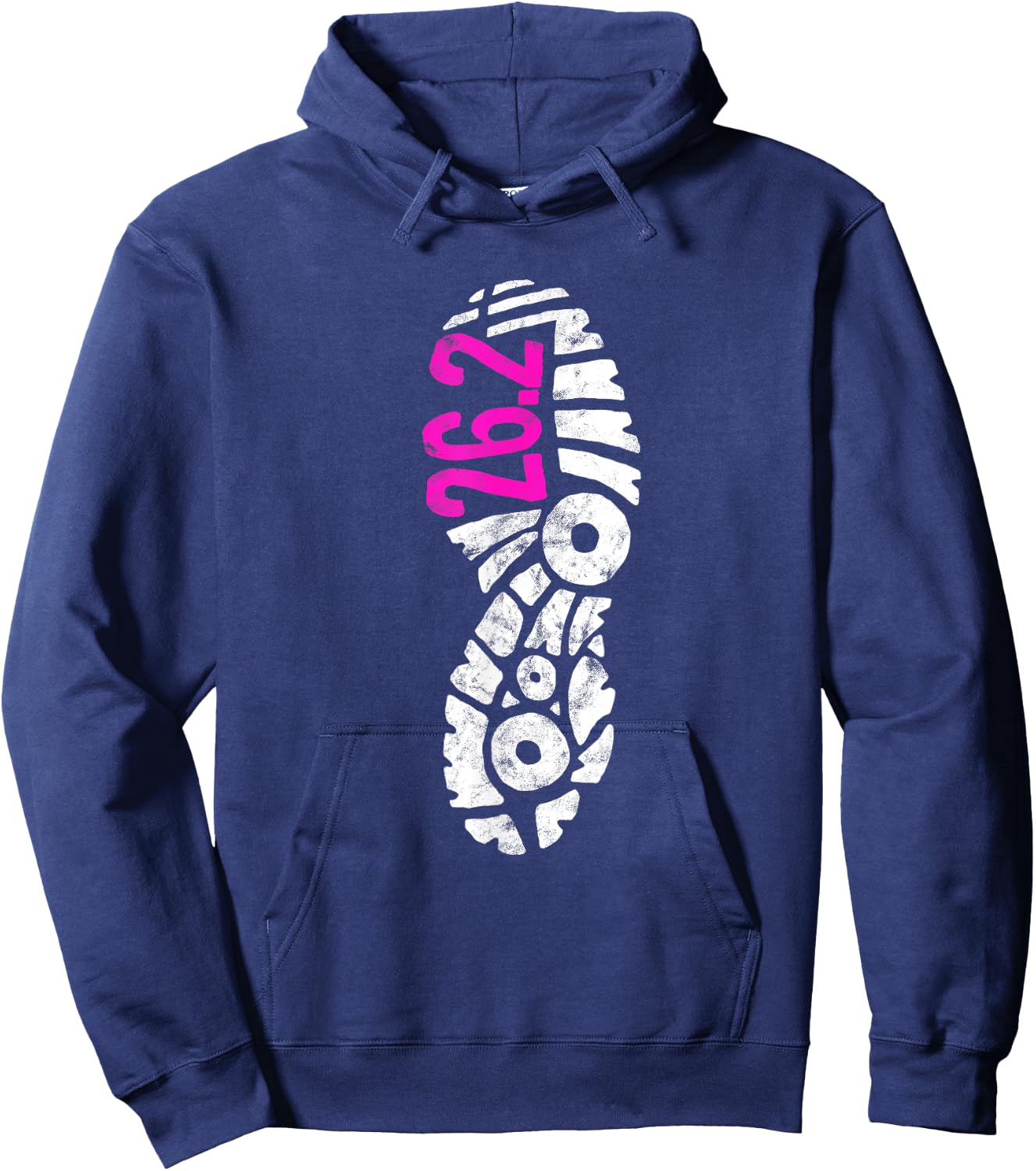 Women's Pink 26.2 Marathon Runner Footprint Hoodie - Hoodie | Navy