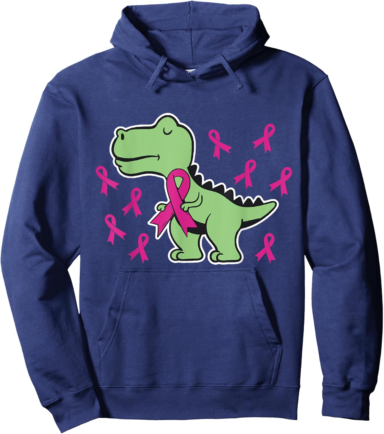 Pink Ribbon T-Rex Kids Breast Cancer Awareness Boys Toddler Hoodie - Hoodie | Navy