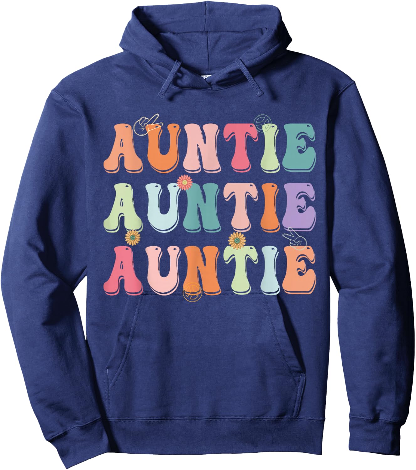 Groovy Auntie Family Matching Mother's Day Party Hoodie - Hoodie | Navy