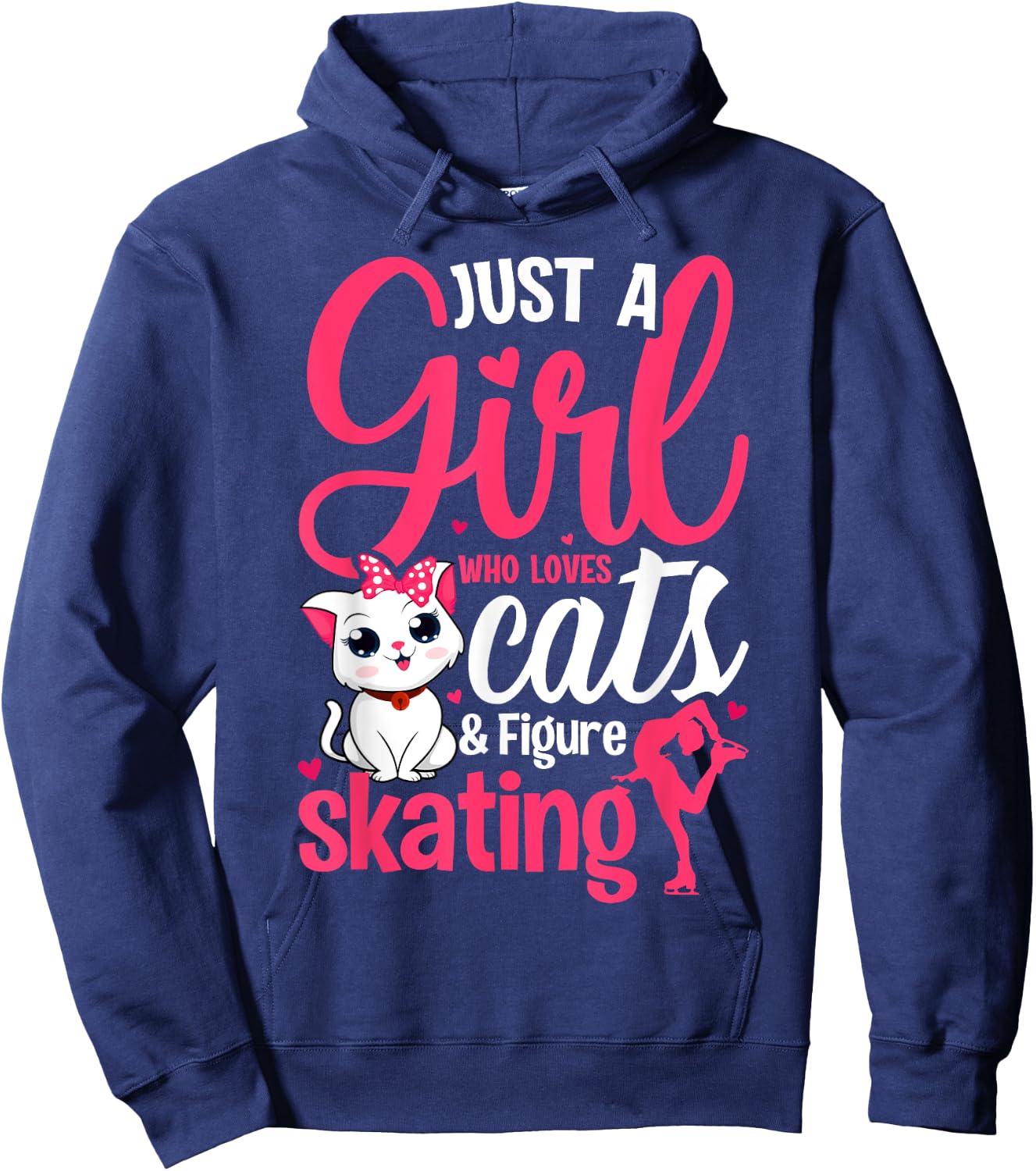 Just a Girl Who Loves Cats and Figure Skating Novelty Hoodie - Hoodie | Navy