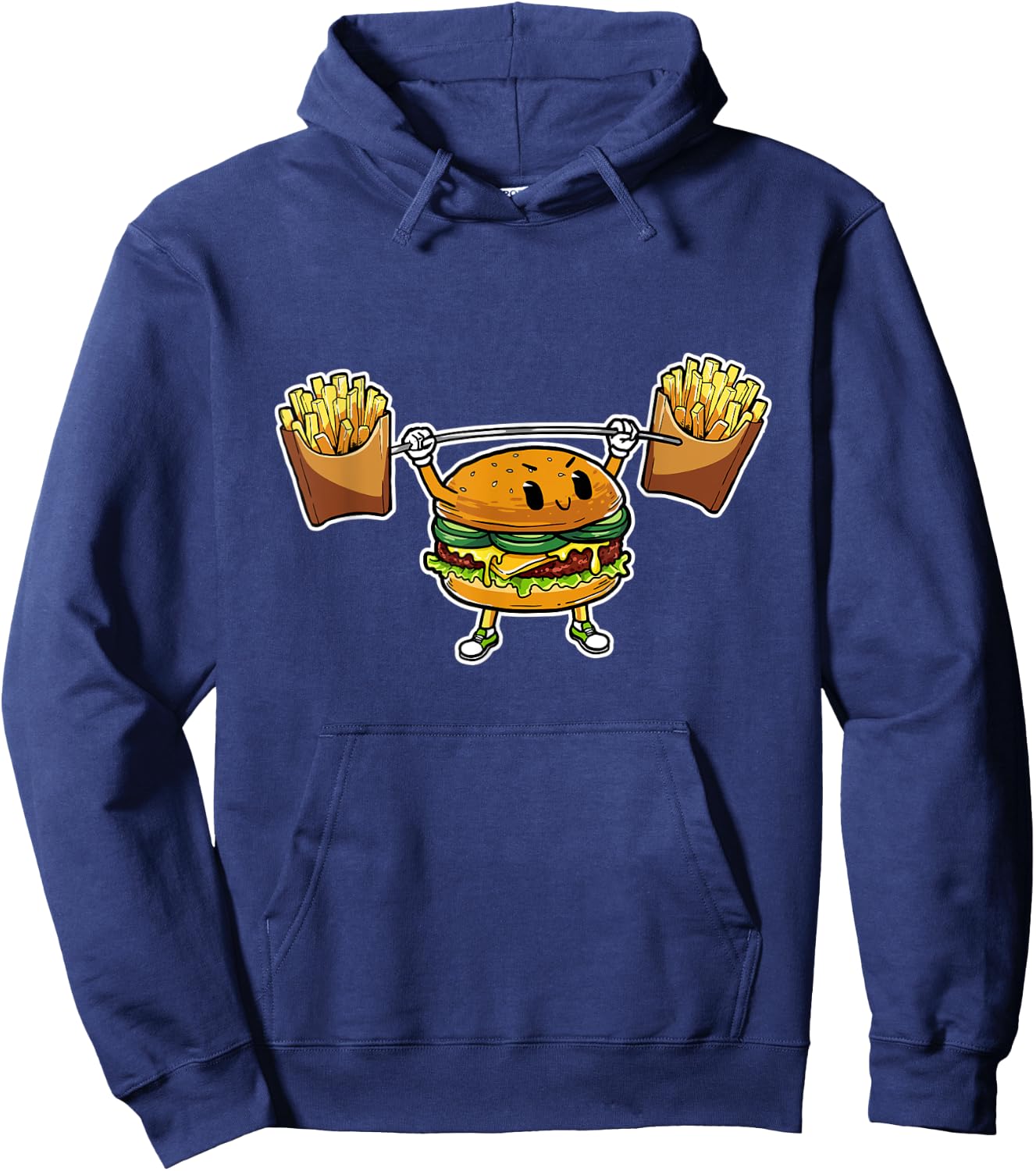 Funny Weightlifting Burger Lifting Fries Fitness Hoodie - Hoodie | Navy