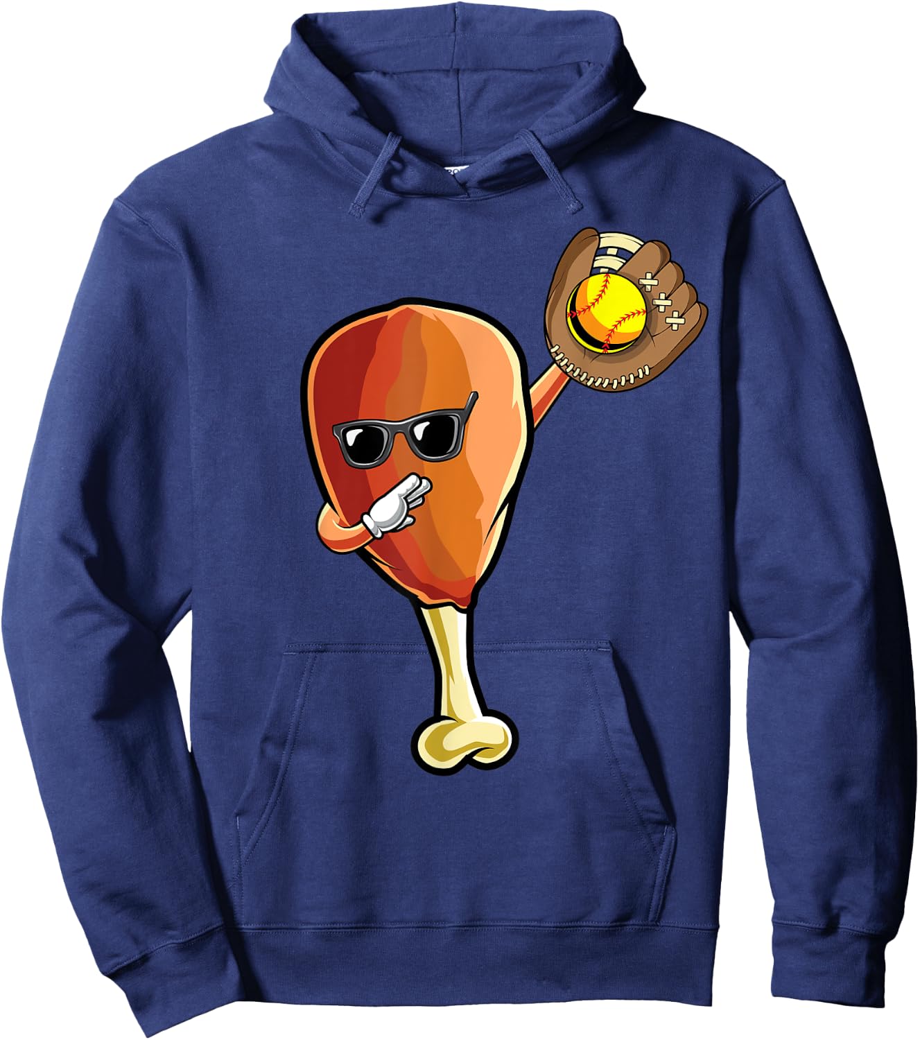 Funny Thanksgiving Softball Team Player Coach Turkey Leg Day Hoodie - Hoodie | Navy