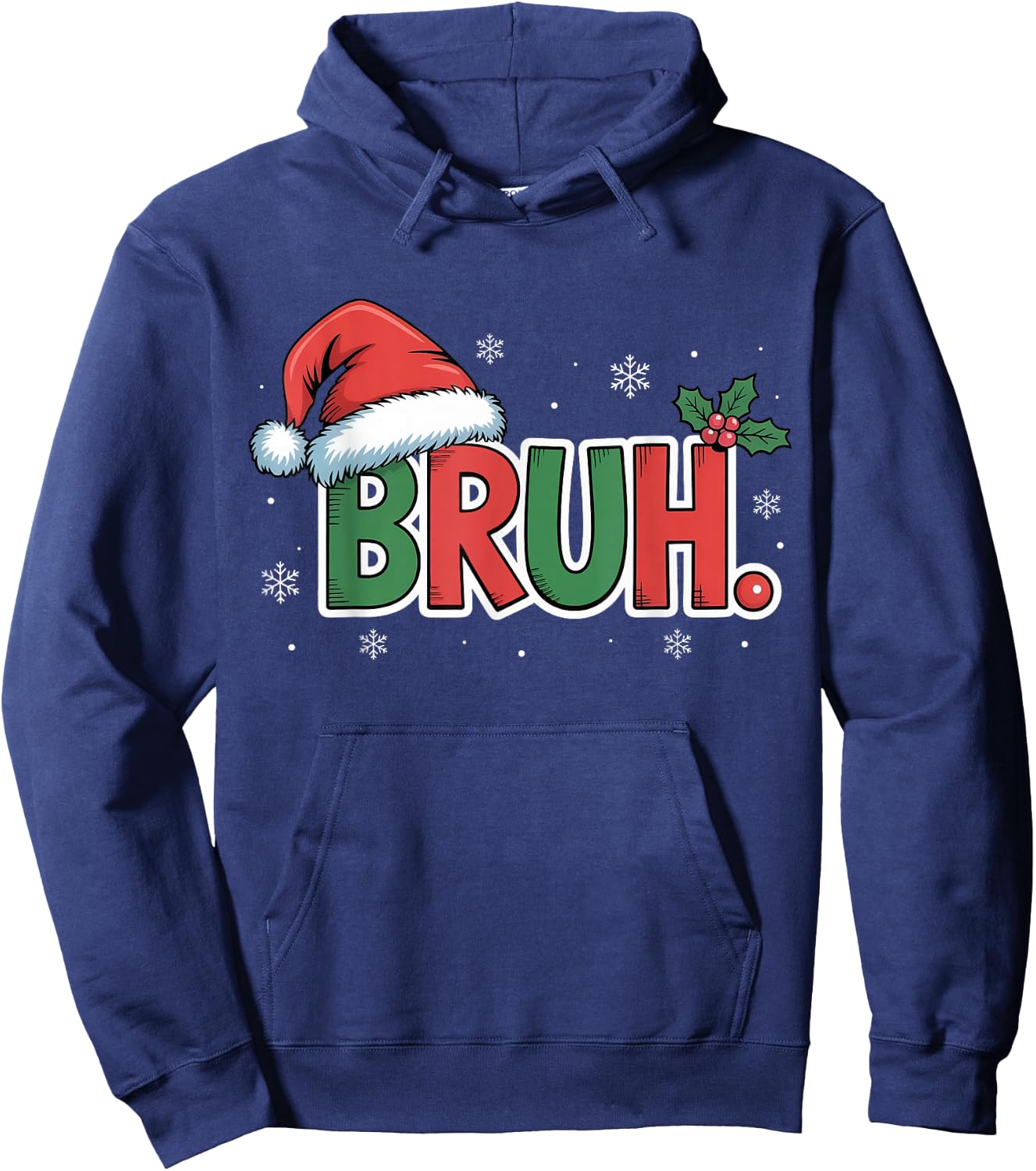 Funny Bruh Christmas Pajamas Santa Hat Xmas PJS Outfit Hoodie - Hoodie | Navy
