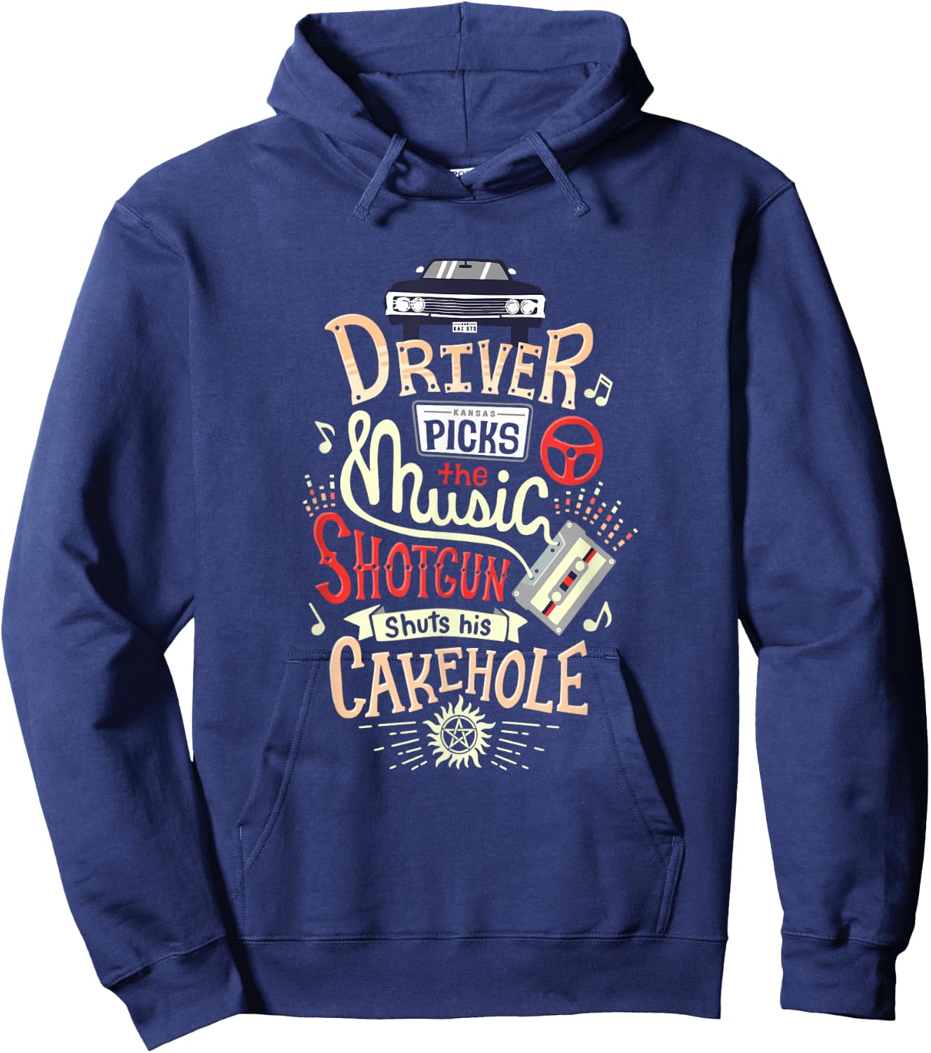 Driver Picks The Music Shotgun Shuts His Cakehole Hoodie - Hoodie | Navy