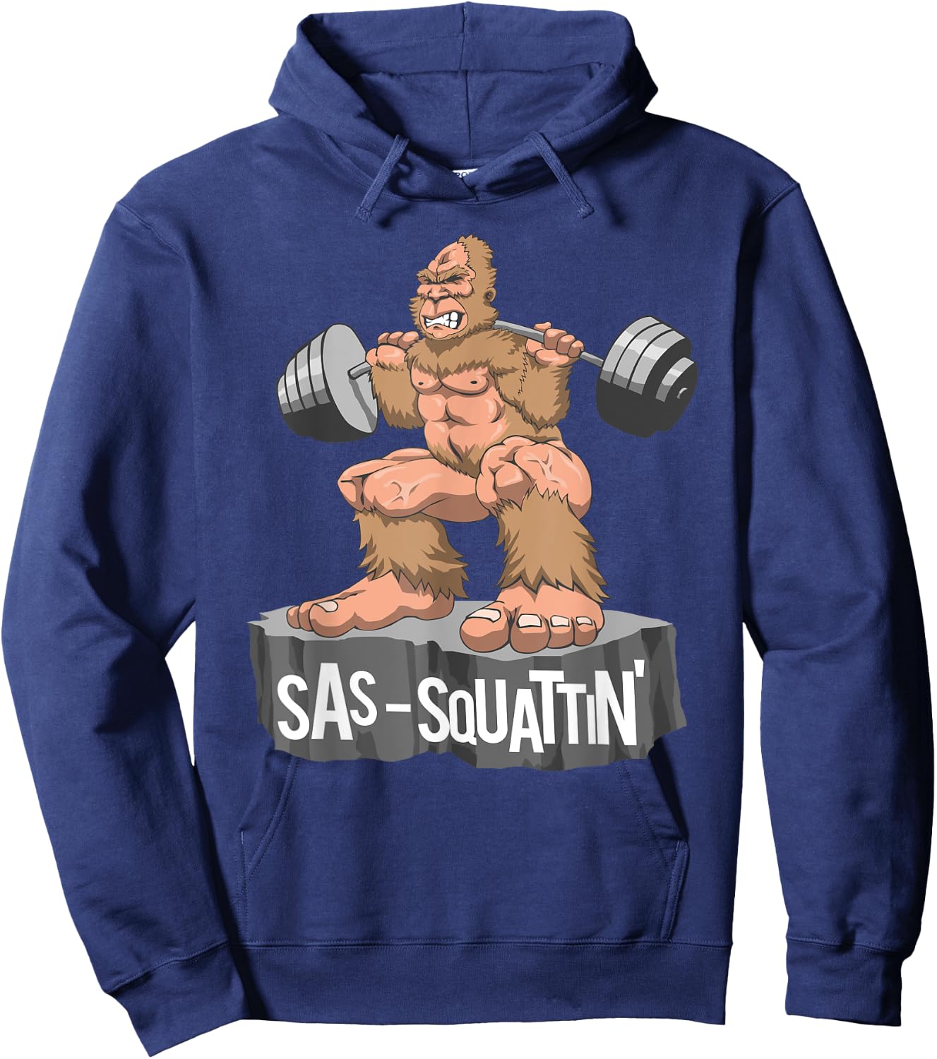 Sas Squattin, Sasquatch Bigfoot Weightlifting Leg Day Hoodie - Hoodie | Navy