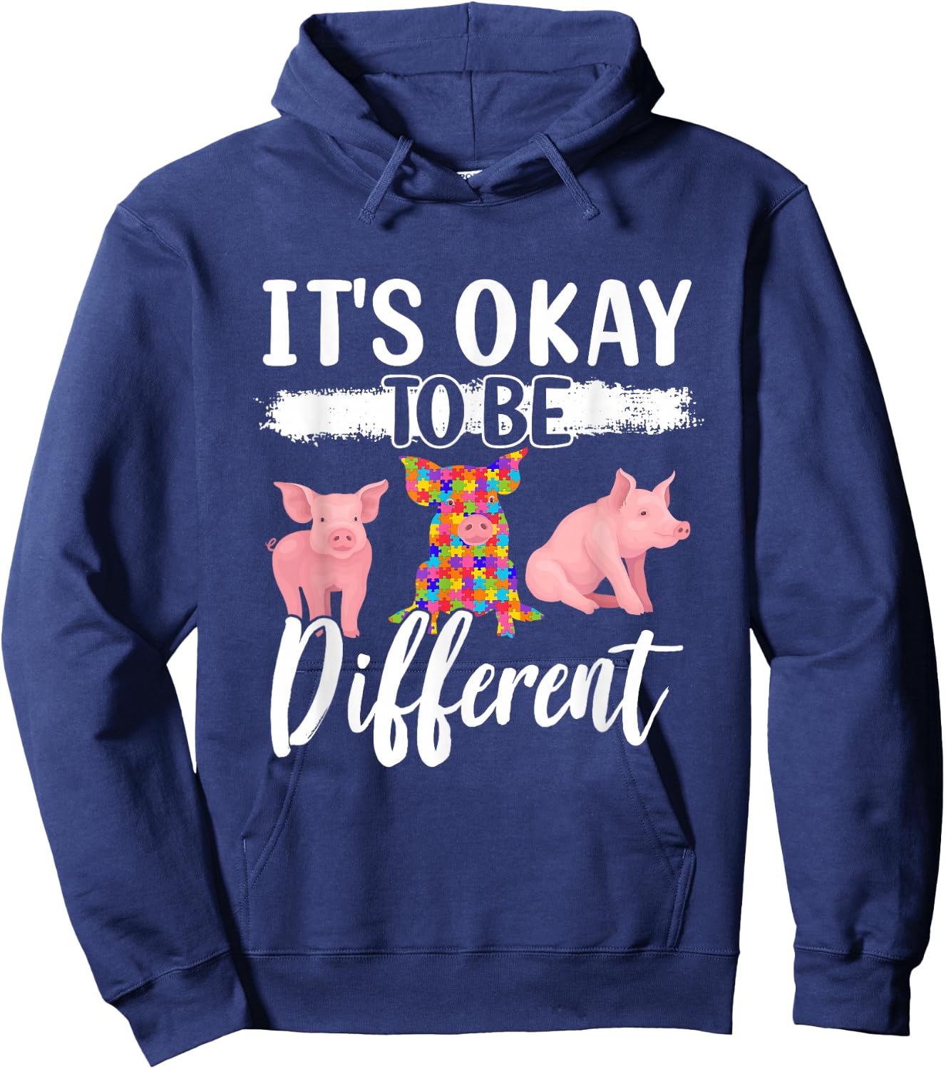 Funny Pig Lover Graphic Autism Awareness Women Men Kids Pig Hoodie - Hoodie | Navy