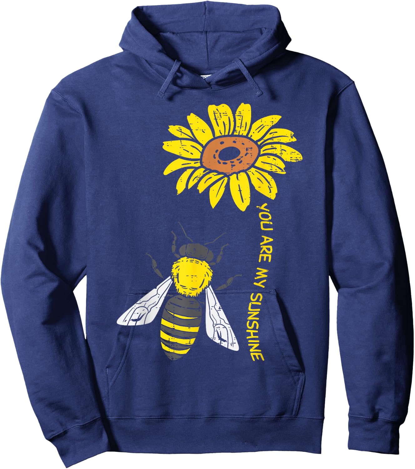 Sunflower Bee You Are Sunshine Vintage Nature Environment Hoodie - Hoodie | Navy