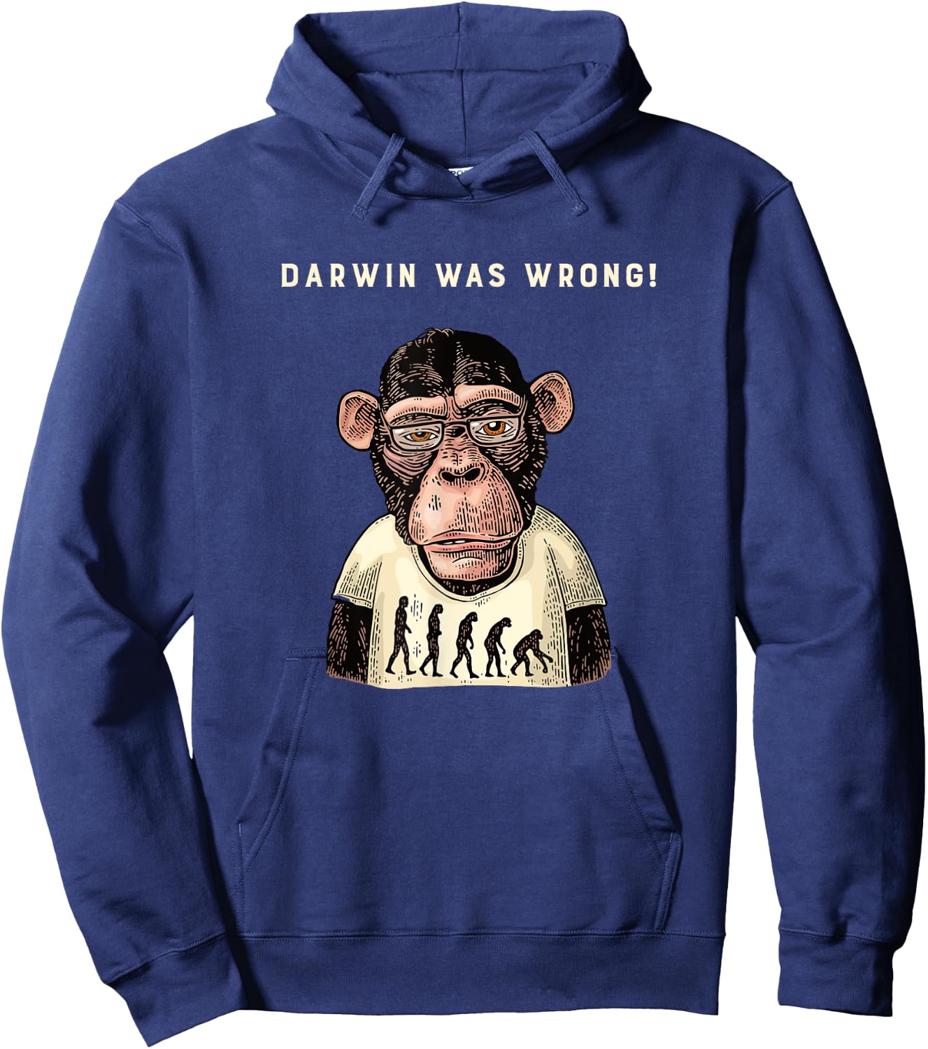 Darwin Was Wrong Monkey Reverse Evolution Hoodie - Hoodie | Navy