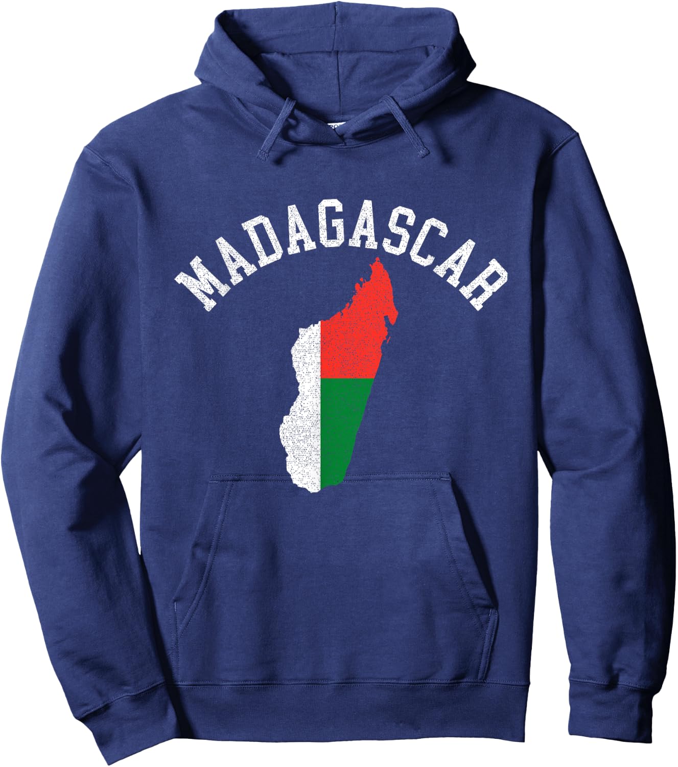 Patriotic Men Women Madagascar Flag Map Distressed Hoodie - Hoodie | Navy