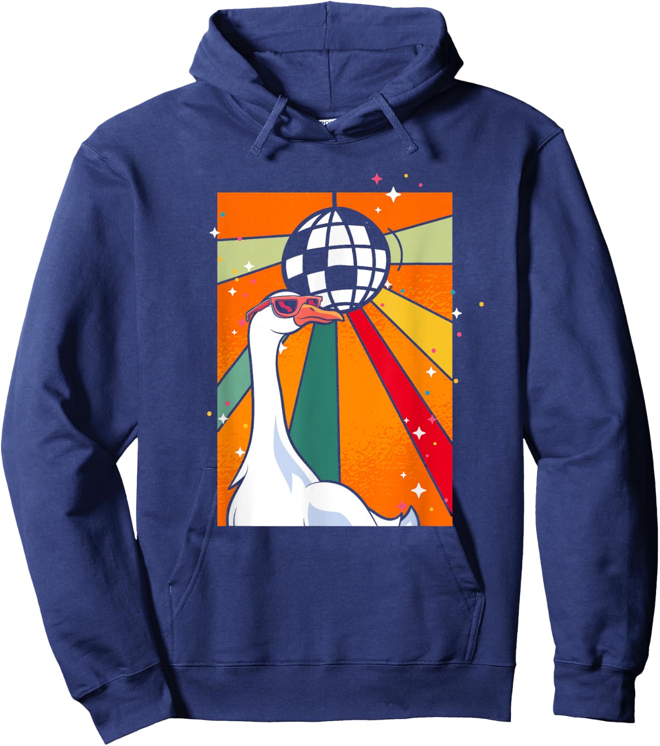 Funny Cool Farm Animal Disco Ball Sunglasses Retro Goose Hoodie - Hoodie | Navy