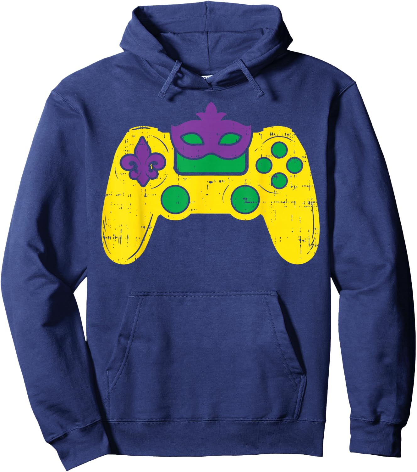 Video Game Controller Gamer E-Sports Mardi Gras Boys Men Hoodie - Hoodie | Navy