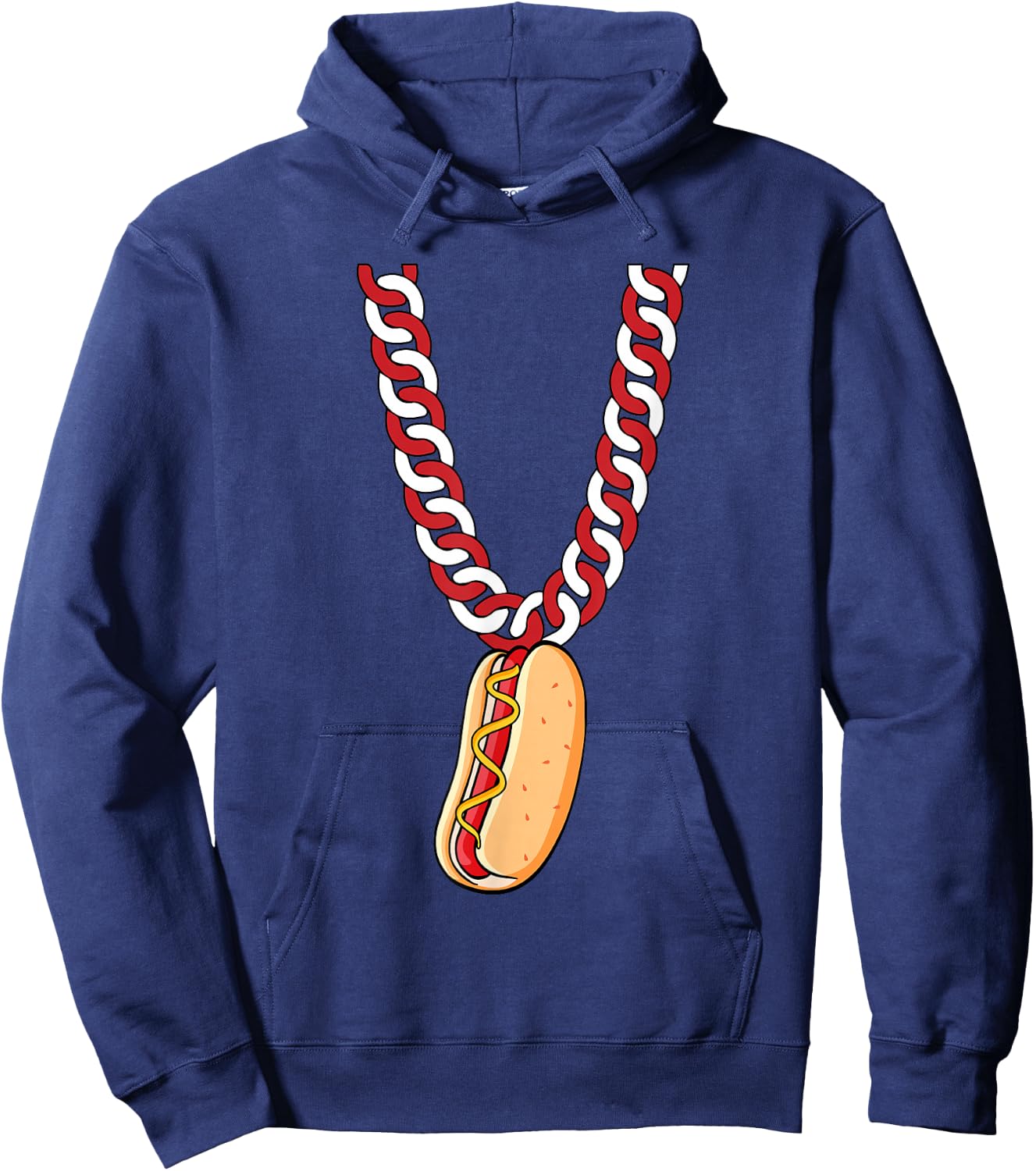 Hot Dog 4th Of July Funny Necklace Patriotic Food Lover Hoodie - Hoodie | Navy