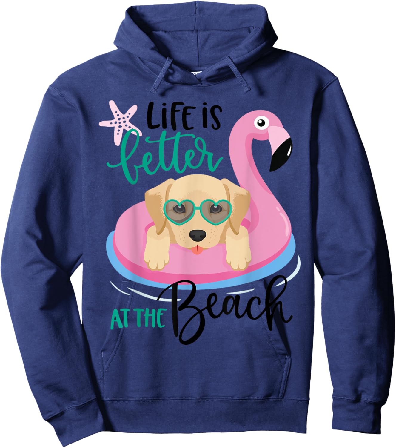 Life is better at the beach Shirt, Dog Golden Retriever Hoodie - Hoodie | Navy