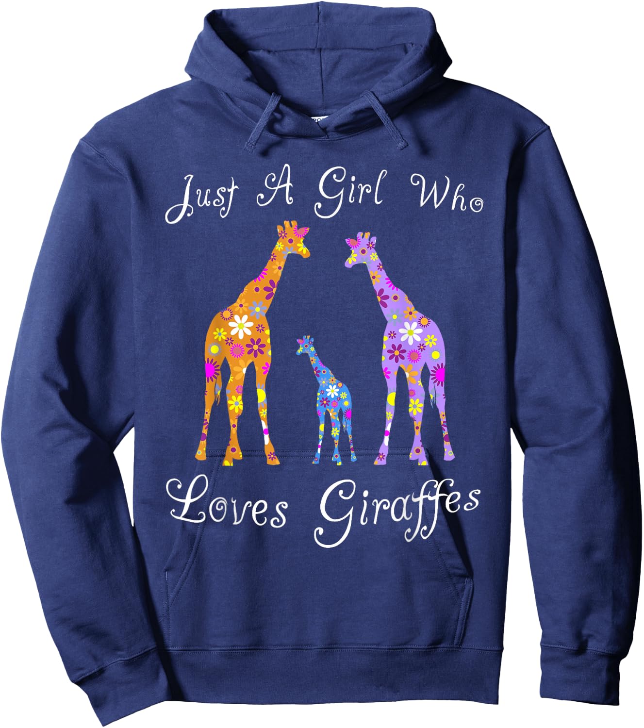 Fun Cute Just A Girl Who Loves Giraffes Hoodie - Hoodie | Navy