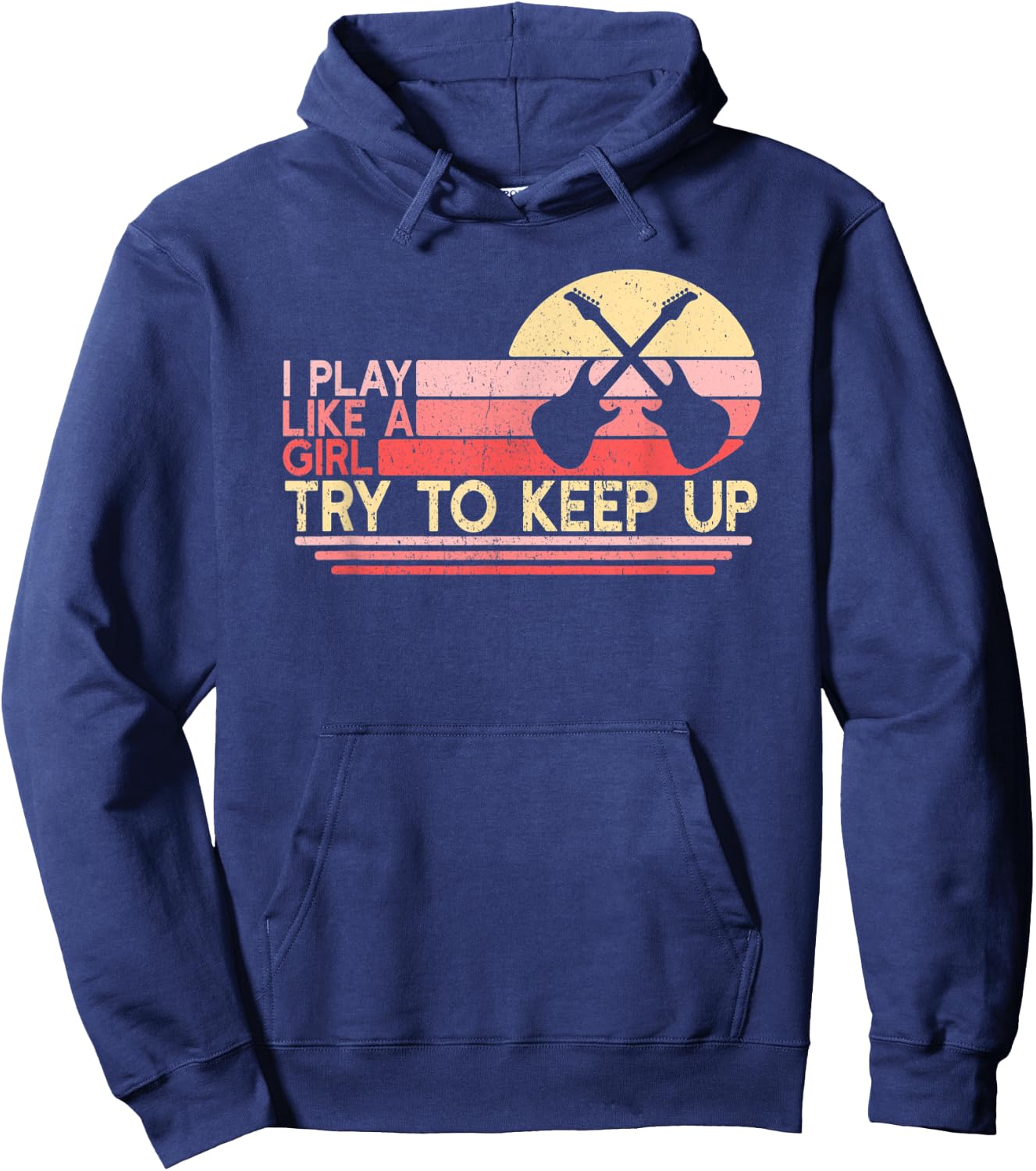 Play Like Girl Guitar | Female Guitarist | Electric Guitar Hoodie - Hoodie | Navy
