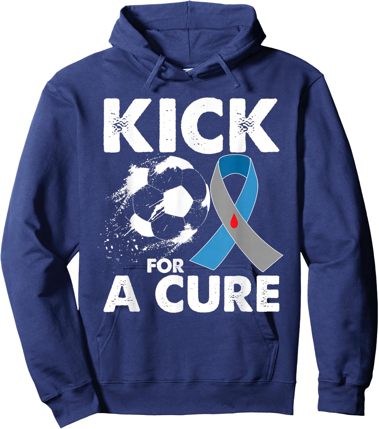 Kick For A Cure Soccer Type 1 T1D Diabetes Awareness Month Hoodie - Hoodie | Navy