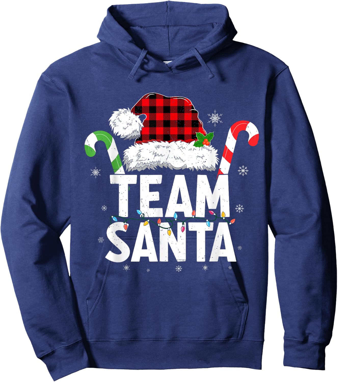 Team Santa Red Plaid Christmas Family Matching Hoodie - Hoodie | Navy