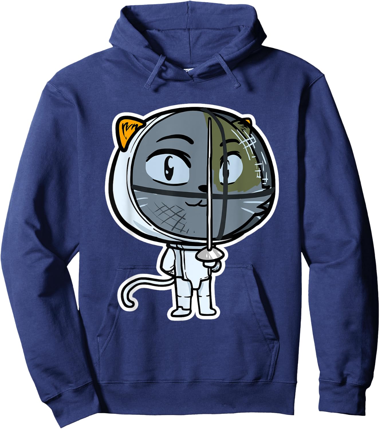 Cute Kawaii Cat Fencing Fencer Cat Lovers Women Girls Kids Hoodie - Hoodie | Navy