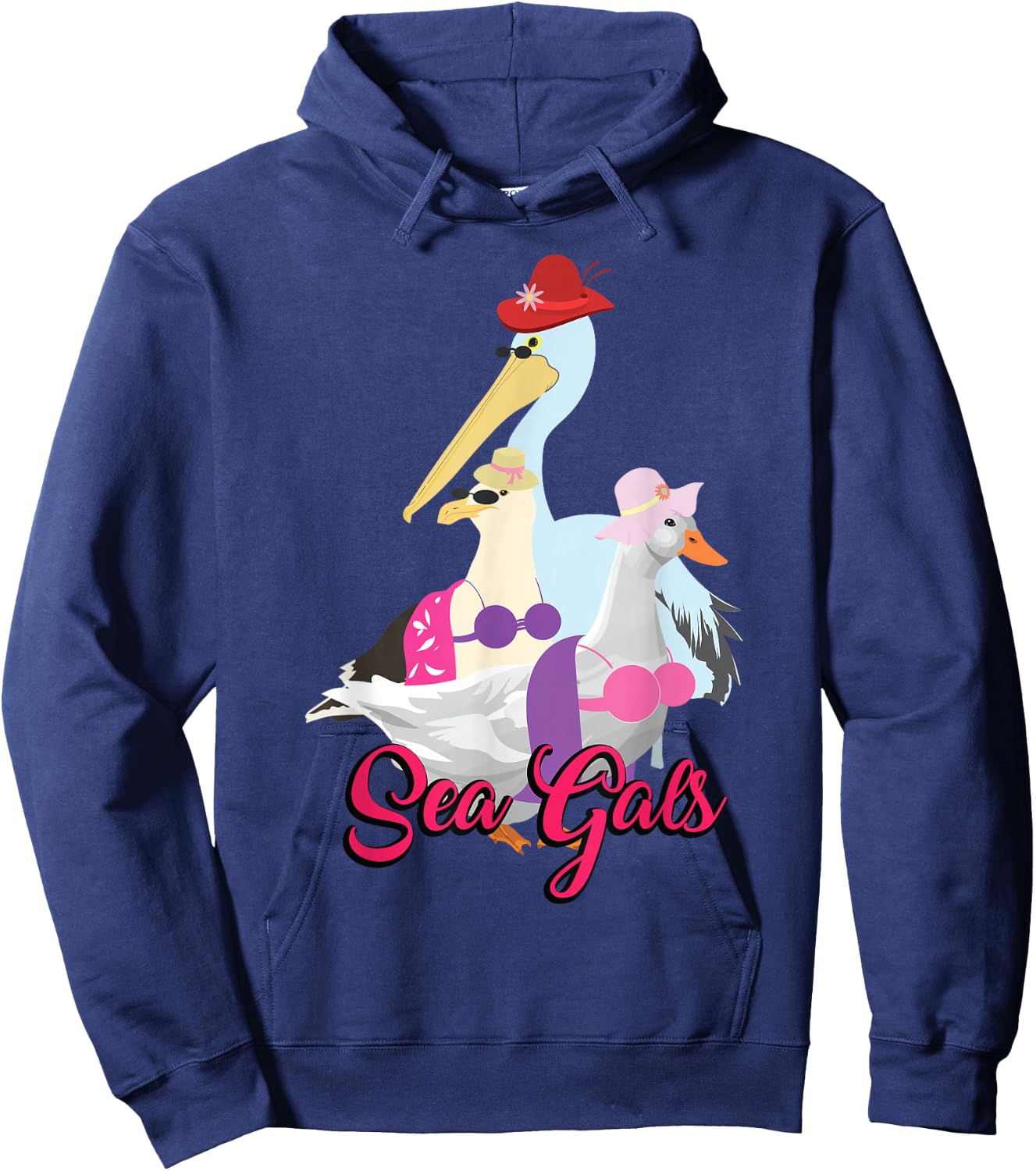Sea Gals Funny Seagull Women's Best Friends Bestie Squad Hoodie - Hoodie | Navy