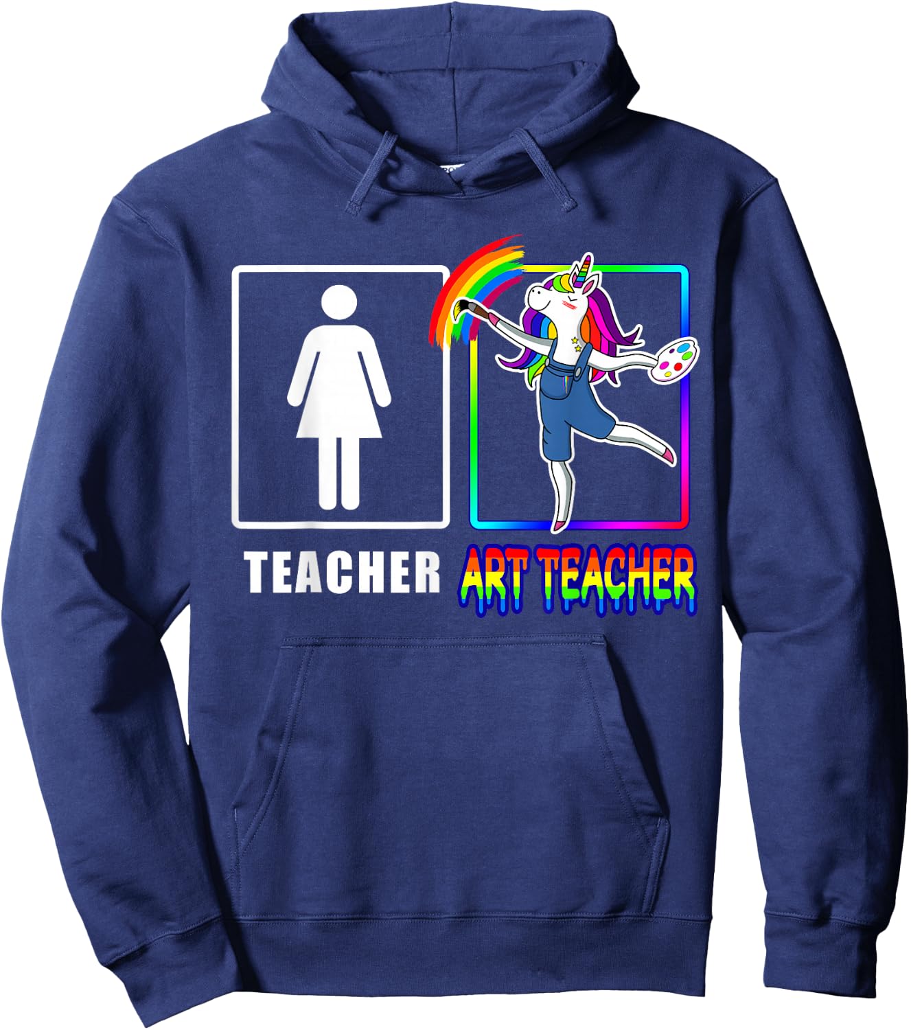 Cute Art Teacher Magical Dabbing Unicorn Gift Funny Artist Hoodie - Hoodie | Navy