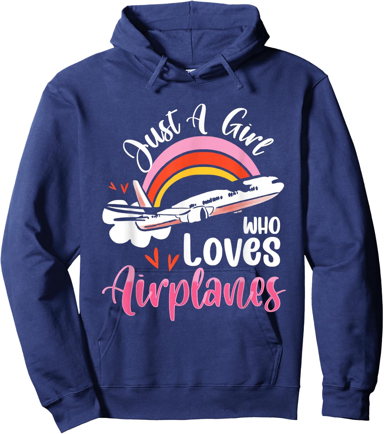 Just A Girl Who Loves Airplanes Airplane Lover Vintage Cute Hoodie - Hoodie | Navy