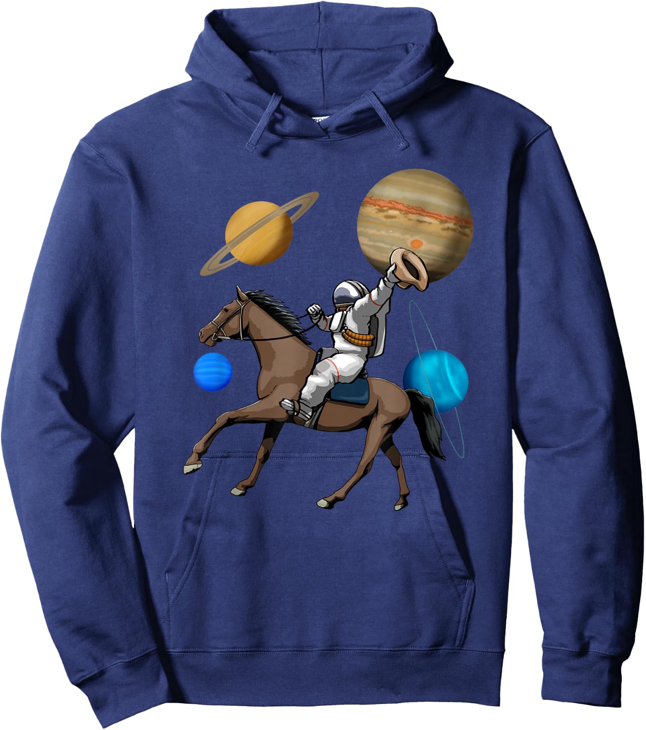 Space Cowboy Shirts Funny Vintage Western Men Retro Hoodie - Hoodie | Navy