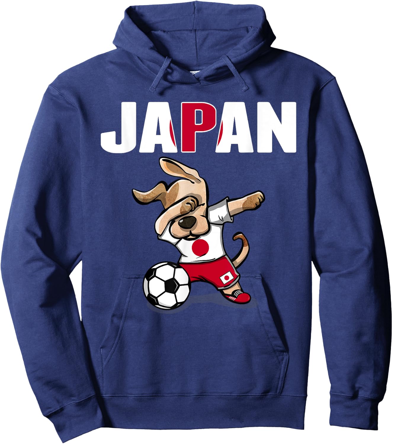 Dabbing Dog Japan Soccer Fans Jersey Japanese Flag Football Women Kids Hoodie - Hoodie | Navy
