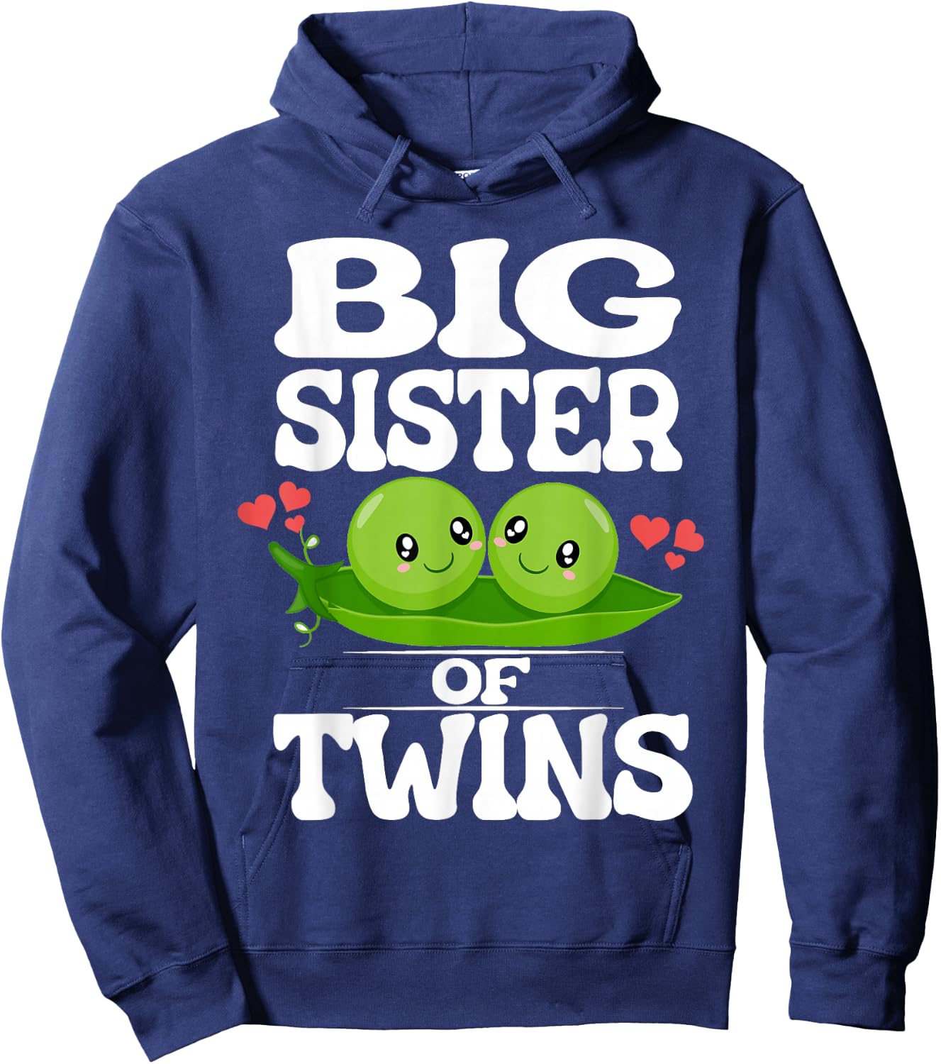 Big Sister Of Twins Cute Peas Hoodie - Hoodie | Navy