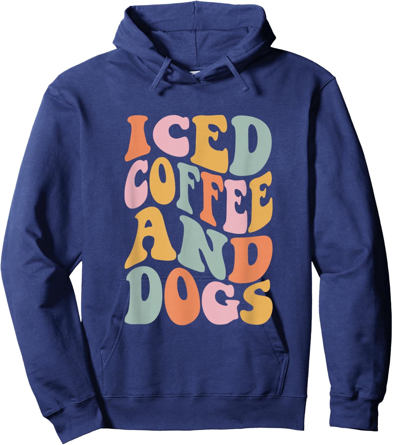 Iced Coffee and Dogs Funny Retro Vintage Hoodie - Hoodie | Navy